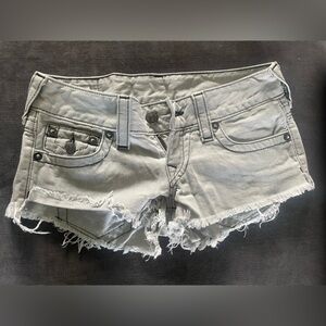 True Religion Light Gray Denim Cutoff Shorts
